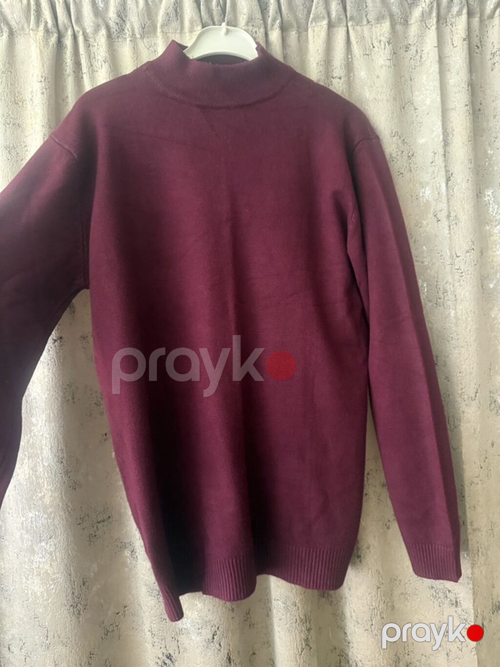 Bordo rəngli trikotaj sviter - Model: lakonik dizayn, boğazlı — Şəxsi əşyalar, Bakı (2)