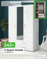 3 Qapılı Dolab – 47×200×120 sm Xüsusiyyətlər: - Material: 18 mm — Mebel