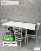 Açılan mexanizmli masa dəsti – 70×120 sm - Komplekt: 1 masa + 4 ədəd — Ürünler