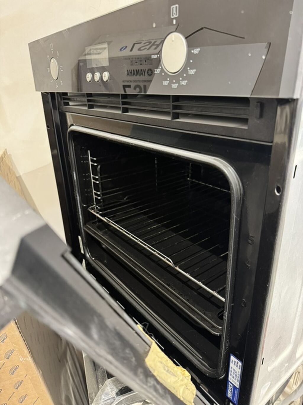 Hotpoint Ariston quraşdırılan elektrik sobası - Ön panel: qara şüşə — Mətbəx texnikası, Bakı (2)