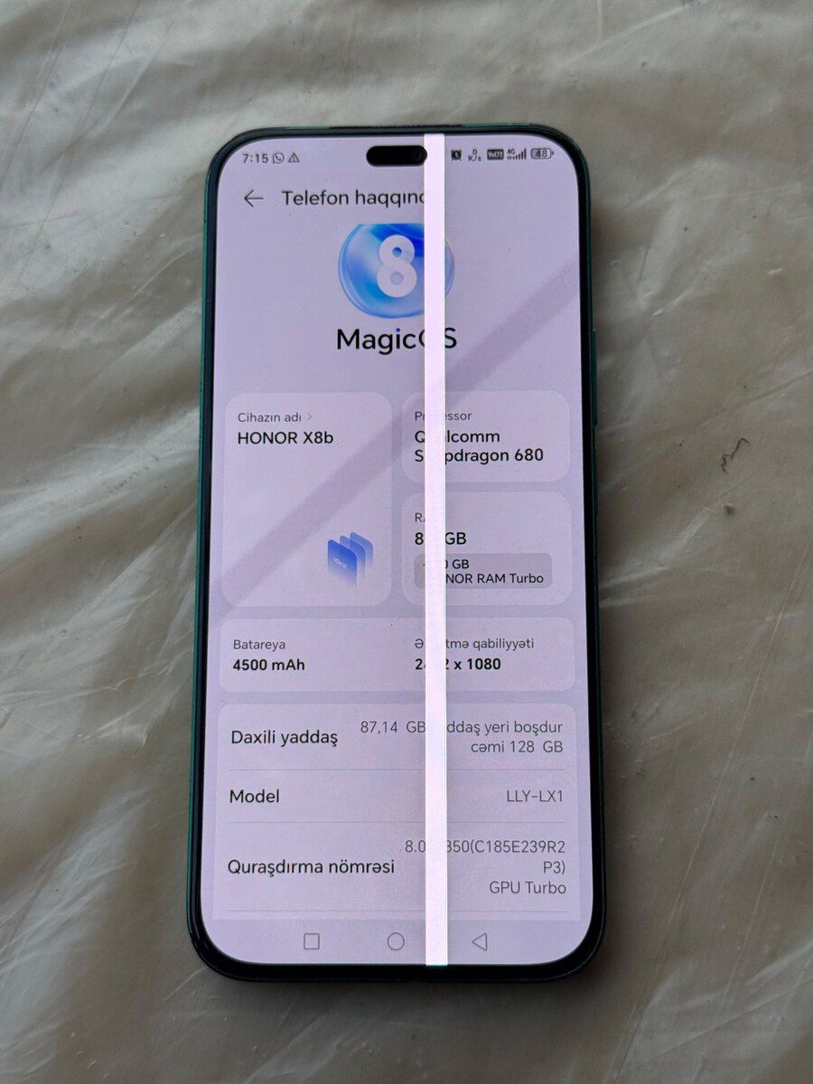 Honor X8b Titanium Silver 128GB/8GB — Smartfonlar, Quba (4)