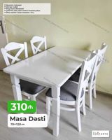 Masa Dəsti – 70×120 sm - Mexanizm: Açılmayan - Stul sayı: 4 ədəd - — Mebel
