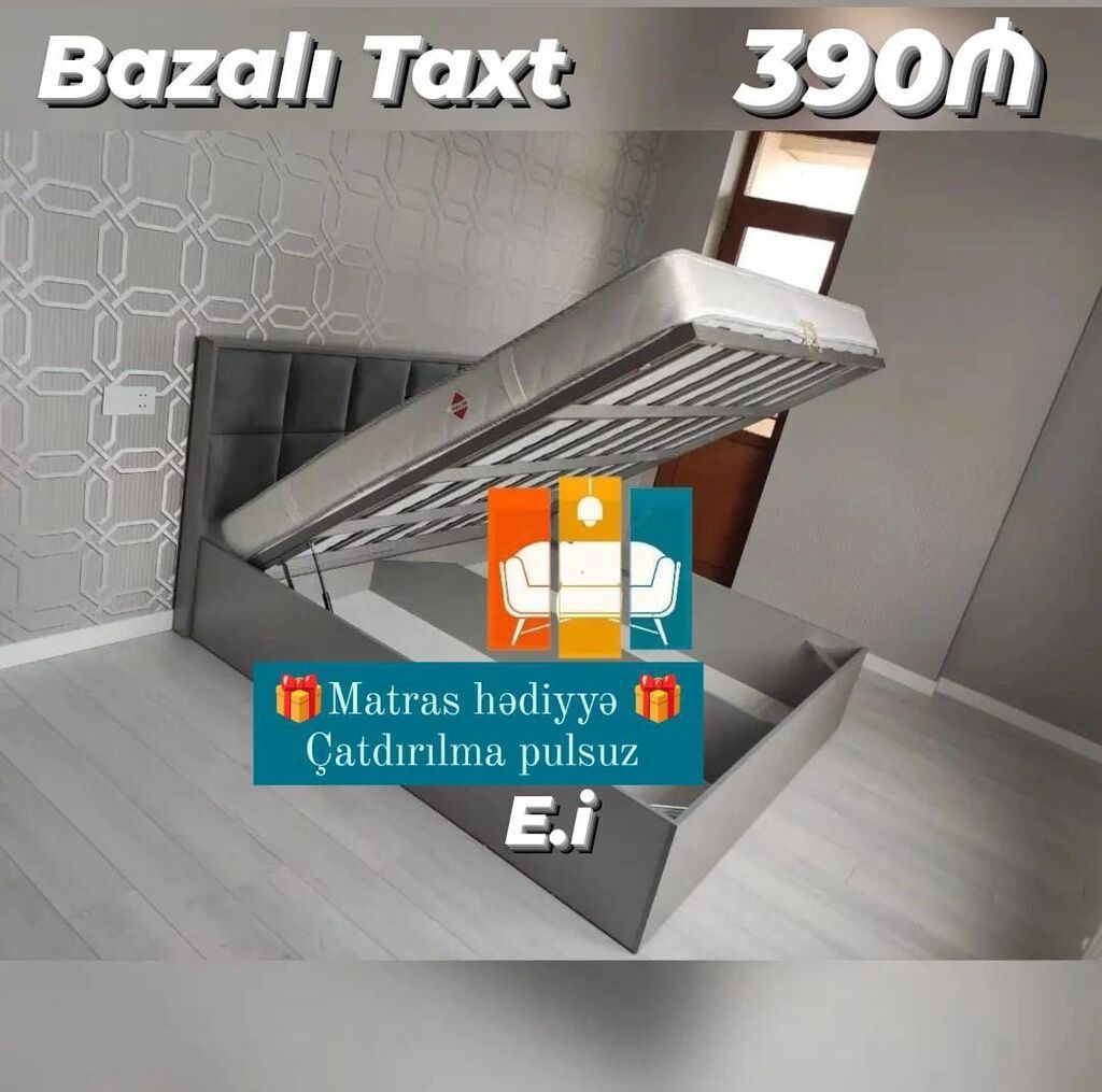Bazalı taxt – 390₼ - Qalxan mexanizmalı bazalı konstruksiya: alt — Mebel, Mehdiabad
