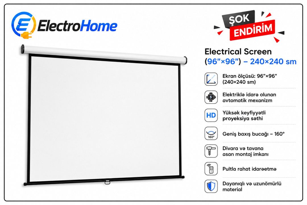 Electrical Screen (96"×96") – 240×240 sm — Elektronika, Bakı
