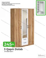 3 Qapılı Dolab – 47×200×120 sm - Material: 18 mm laminat - Daxili — Mebel