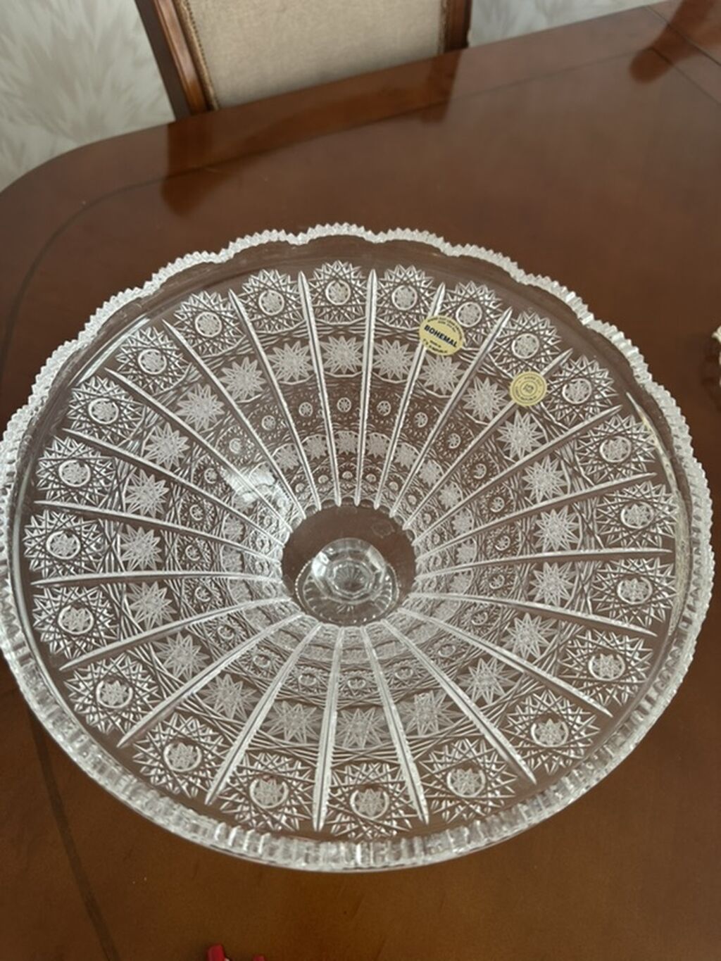 Bohemia kəsgili şüşə meyvə/gülqabı (ayaqlı) 30 sm diametr - — Mallar, Bakı (2)
