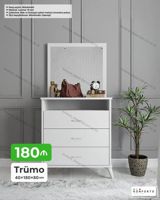 Trümo – 40×180×80 sm Ağ rəngli, müasir dizaynlı trümo. Üst hissədə — Ürünler