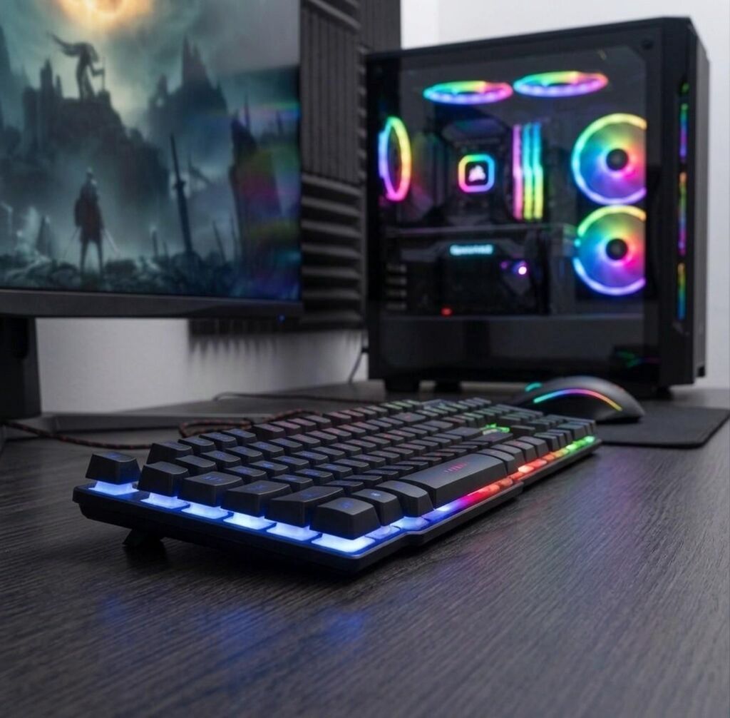 RGB işıqlanmalı tam ölçülü mexaniki oyun klaviaturası - 104 düyməli — Elektronika, Bakı (3)