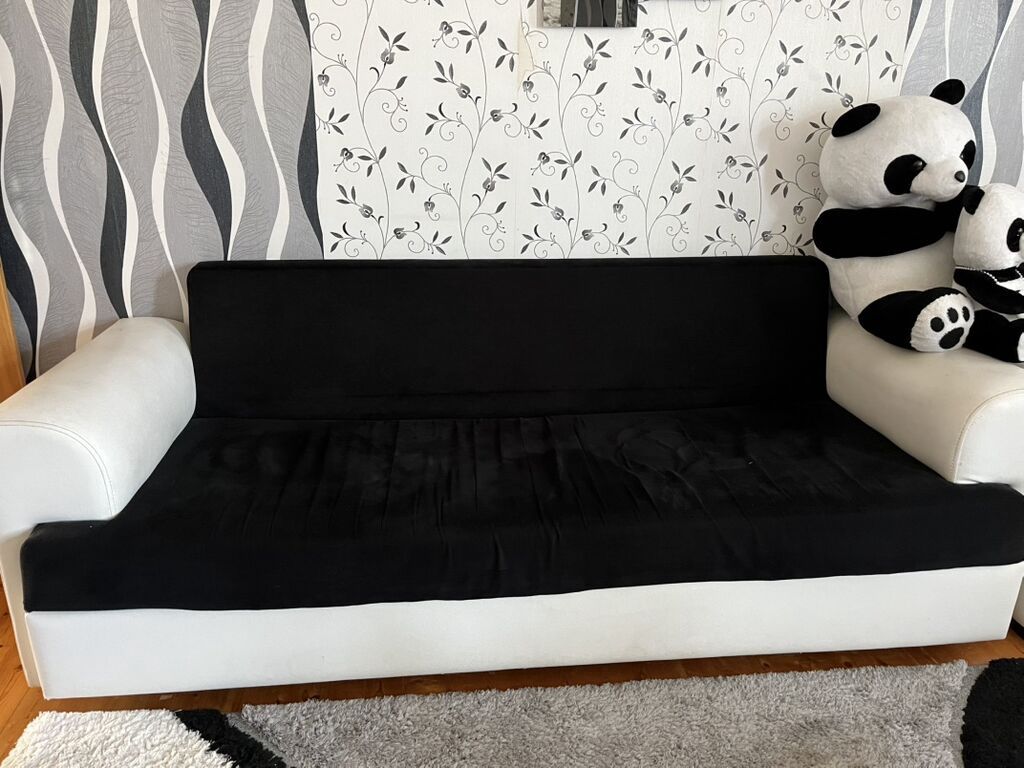 Qara-ağ rəngdə yumşaq mebel dəsti 1 divan 2 kreslo . Real alıcılar — Mebel, Digah (2)