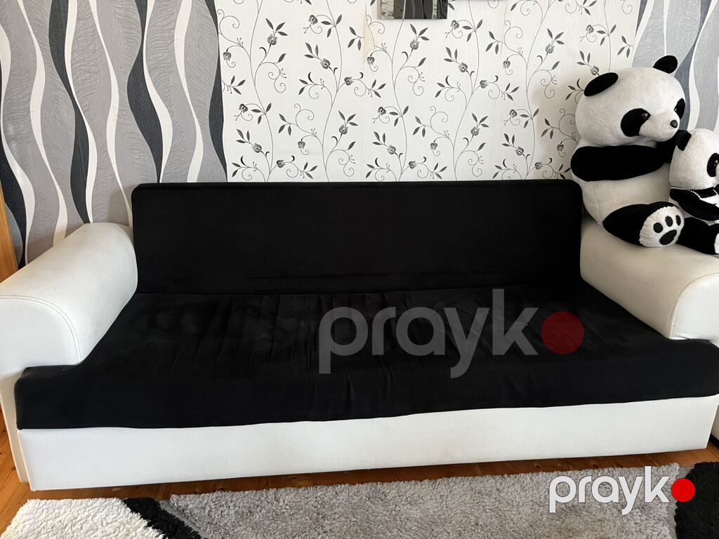 Qara-ağ rəngdə yumşaq mebel dəsti 1 divan 2 kreslo . Real alıcılar — Mebel, Digah (2)
