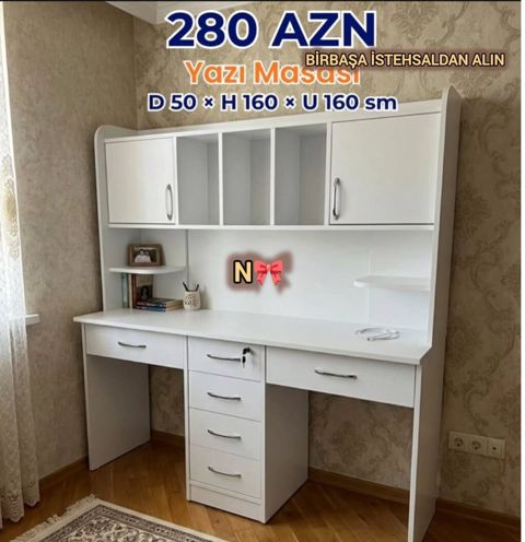 Yazı masası – üst şkaflı, çoxfunksiyalı model Ölçülər: D 50 × H 160 ×