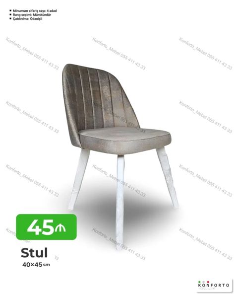 Stul – 40×45 sm - Yumşaq, rahat oturacaq və arxalıq; şaquli tikiş