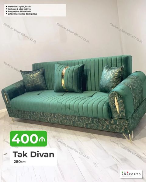 Məhsul: Tək Divan Ölçü: 250 sm Xüsusiyyətlər: - Mexanizm: Açılan