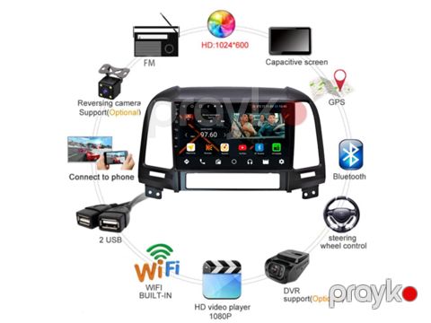 "Hyundai Santa Fe 2006-2012" android monitoru