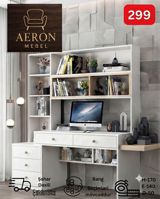Aeron Mebel işçi masa və kitab rəfi kombinasiyası Yazi masasi.H-170 — AERON_MEBEL