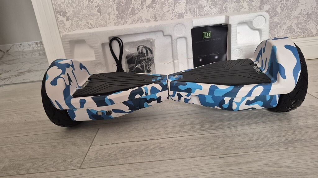 Zigzag hoverboard – mavi-ağ kamuflyaj dizaynlı, özünü tarazlayan — Hiroskopler, Masazır (2)