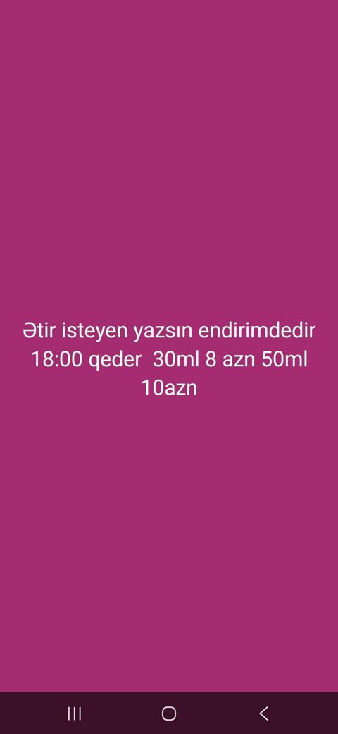 Ətir – endirimli kampaniya - Həcm seçimləri: 30 ml və 50 ml -