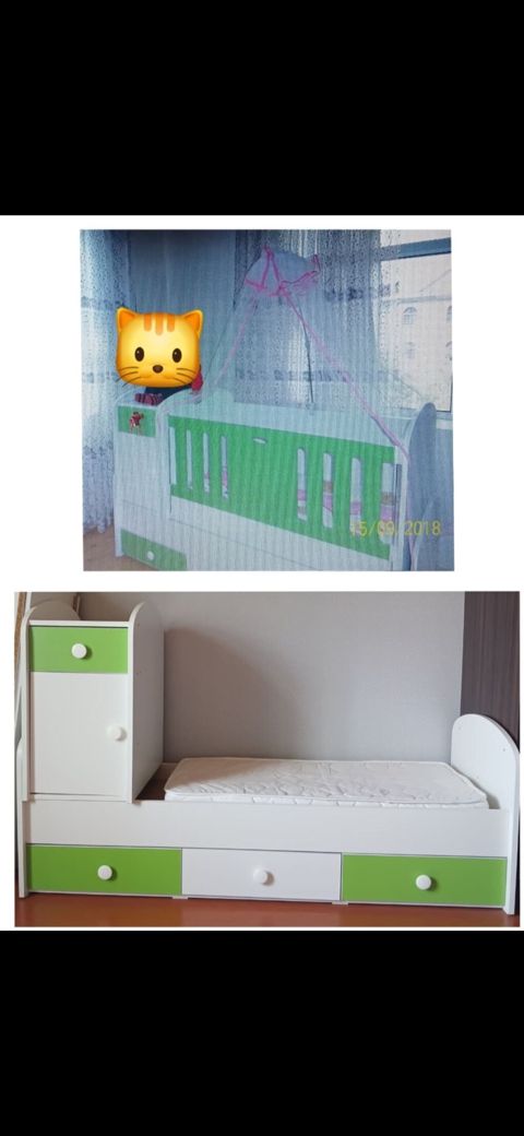 Oğlan və qız üçün, İşlənmiş, Dördbucaq, Beşik, Matras ilə, Yellənmə mexanizmsiz