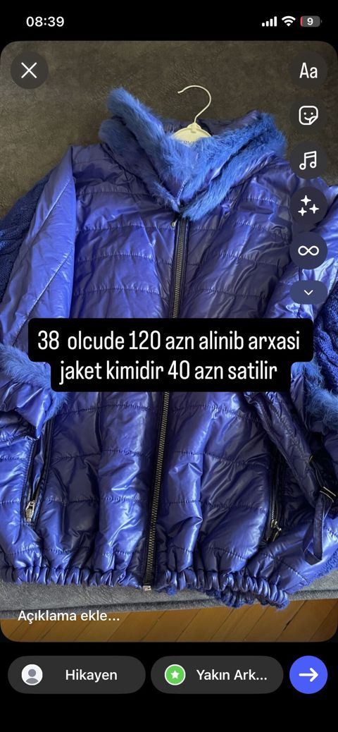 Arxasi jaket uzeri kurtka qiymeti 40 azn