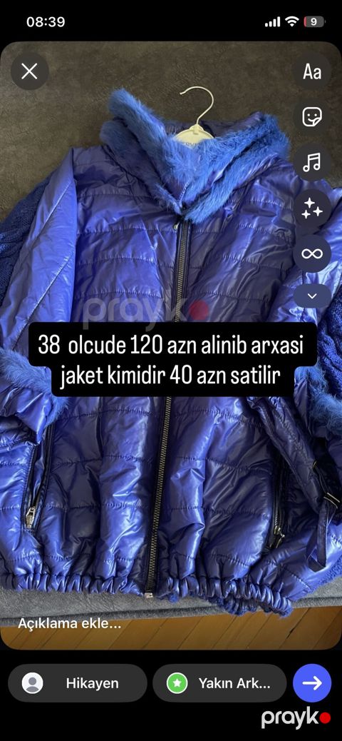 Arxasi jaket uzeri kurtka qiymeti 40 azn
