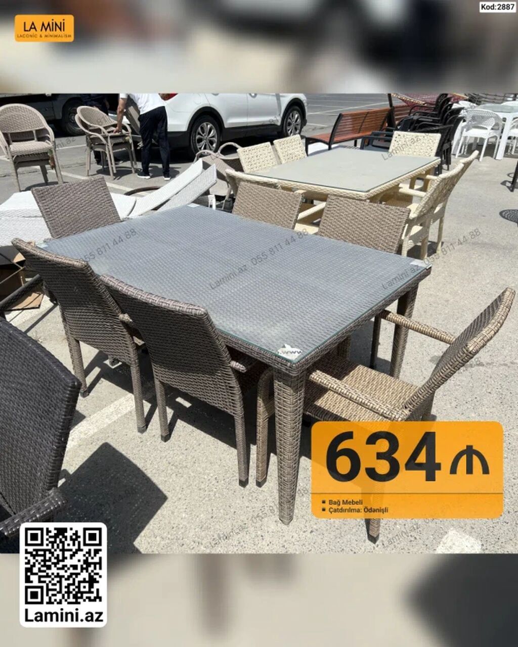 Bağ mebeli dəsti – rattan üslublu masa və 6 ədəd kreslo - İstifadə