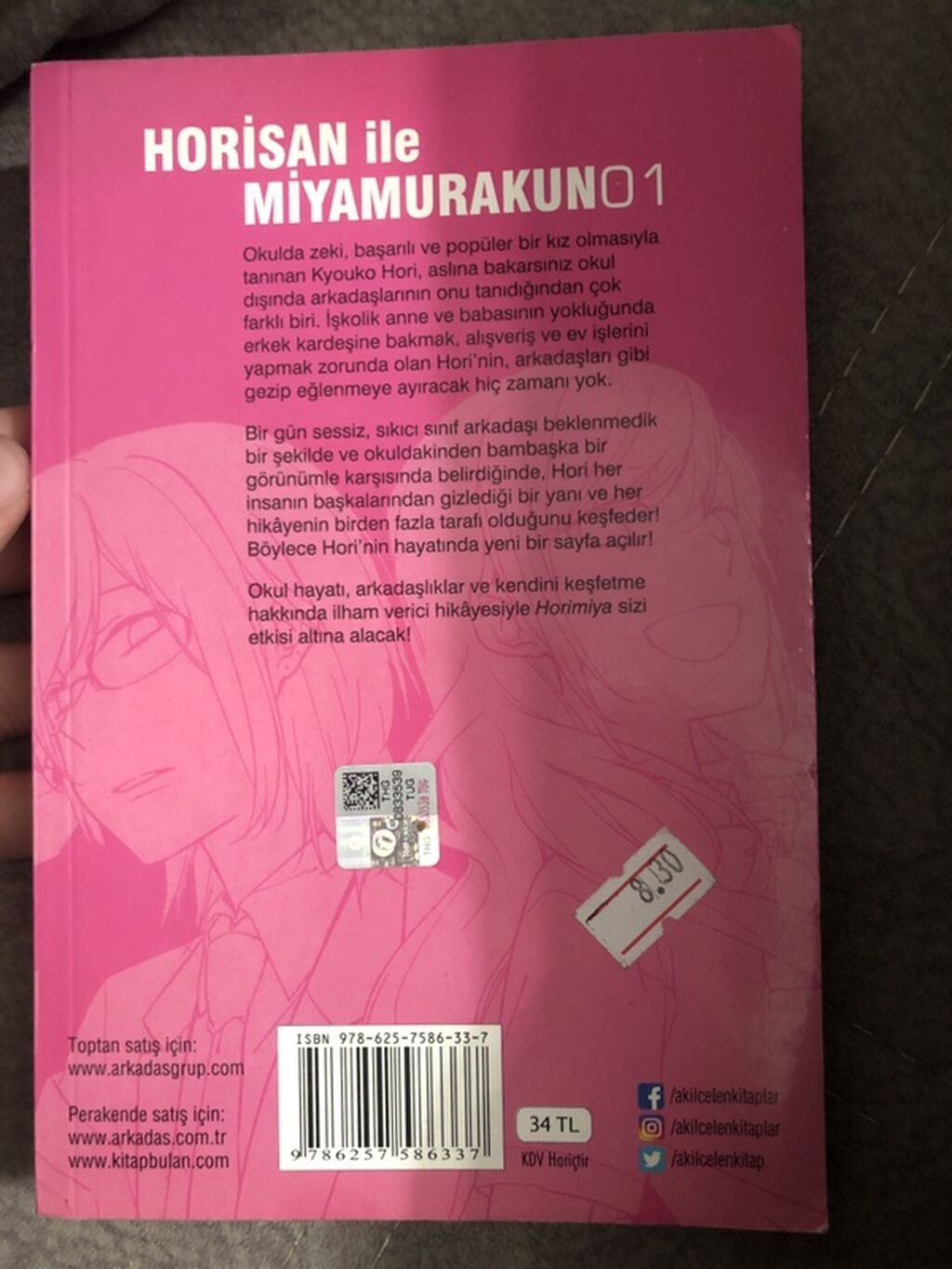 Horimiya 1-ci Cild Türkcə Manga — Kitablar və jurnallar, Bakı (2)