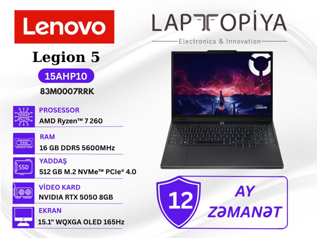 Lenovo Legion 5 15AHP10 (83M0007RRK) — Elektronika, Bakı