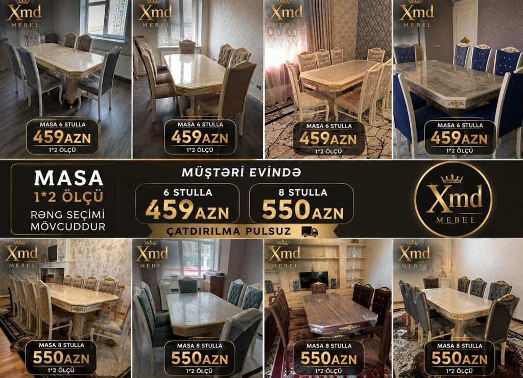 Xmd Mebel – Yemək masası dəsti Məhsul: - 1×2 ölçüdə masa - Rəng
