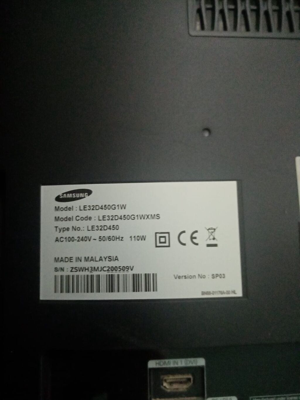 İşlənmiş Televizor Samsung LED ekran 32" Ünvandan götürmə — Televizorlar, Masazır (4)