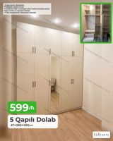 5 qapılı dolab – 47×260×200 sm Xüsusiyyətlər: - Material: 18 mm — Mebel