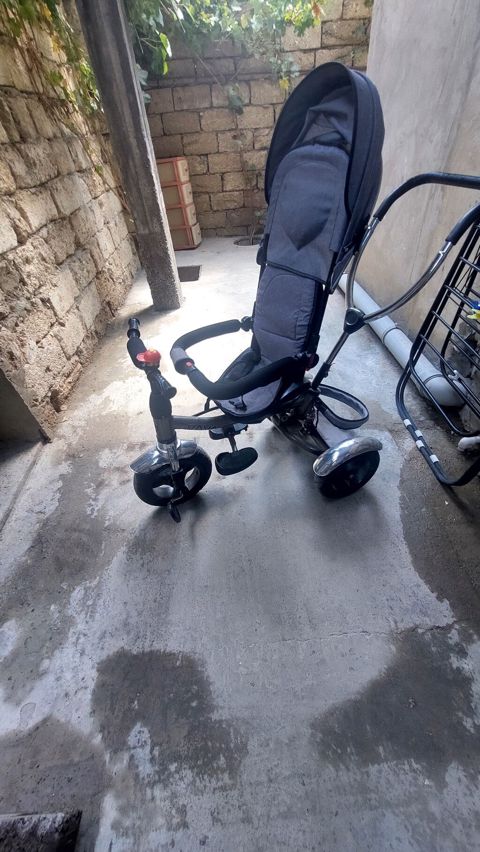 Uşaq üçtəkərli velosiped-araba (transformer), tünd boz