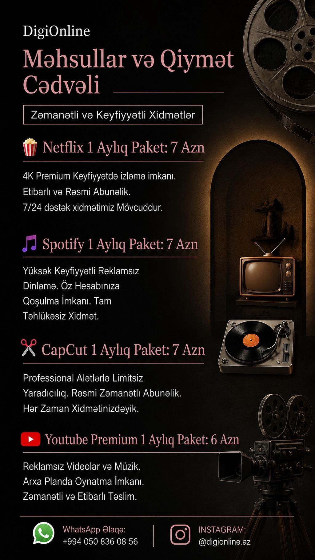 🎬 DigiOnline — Rəsmi və Zəmanətli Rəqəmsal Xidmətlər Bütün — Xidmətlər, Bakı