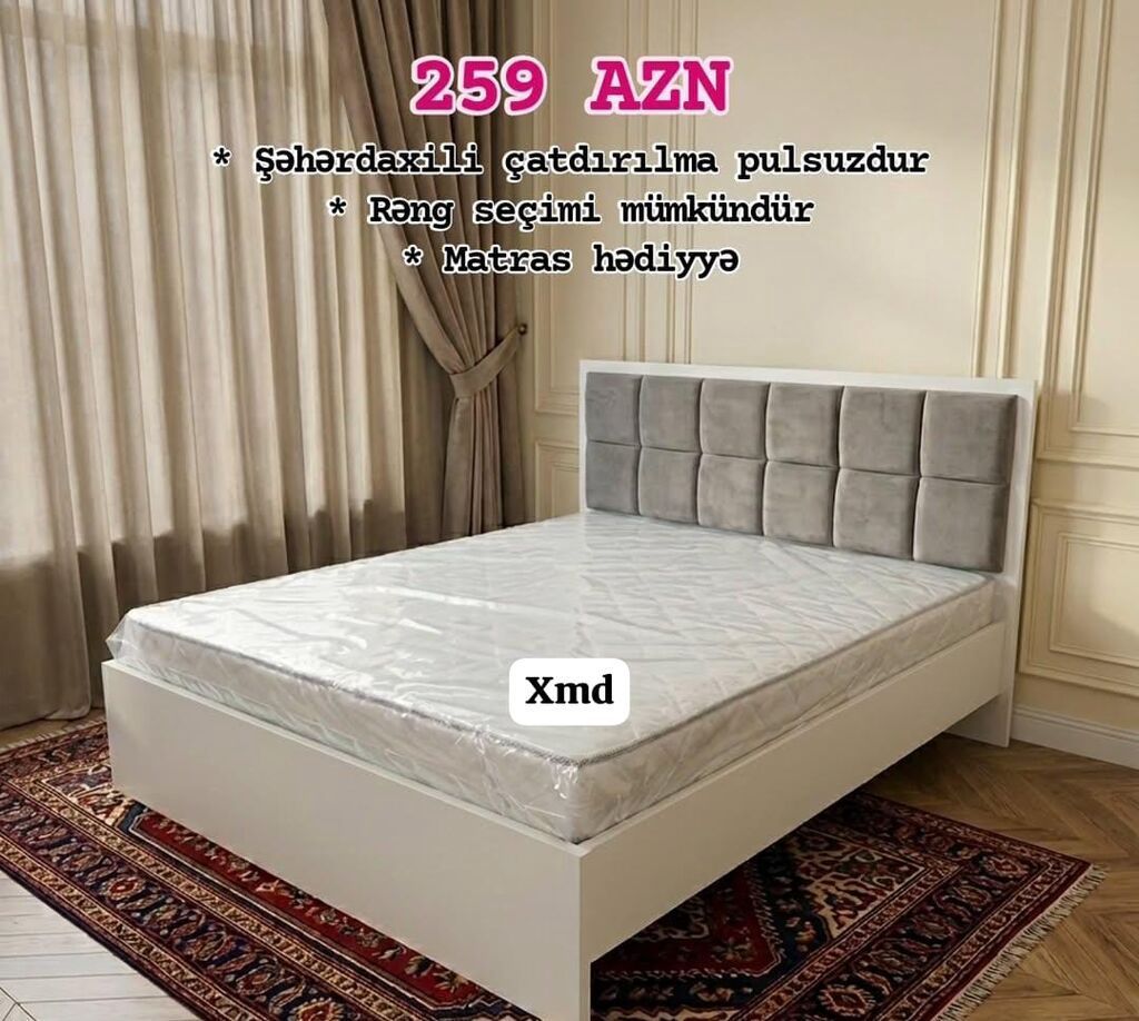 Müasir dizaynlı ikinəfərlik çarpayı - Qiymət: 259 AZN - Şəhərdaxili — Mebel, Xırdalan
