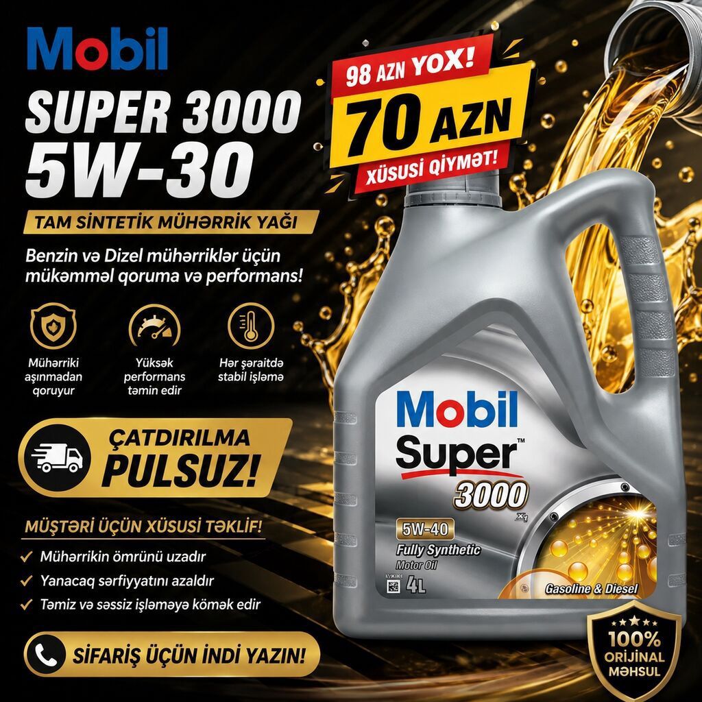 Mobil 1, 4 l, 5w30 — Avto, Bakı