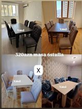 Yemək otağı üçün masa və 6 stul dəsti. – Dəst: 1 masa + 6 stul – — Mebel