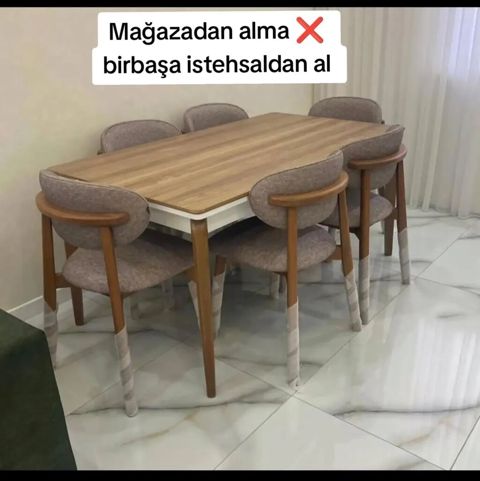 Mətbəx/yaşam otağı üçün masa-stul dəsti - Komplekt: 1 ədəd düzbucaqlı
