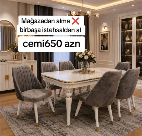 Yemək otağı dəsti – zərif klassik-modern dizayn - Dəst: 1 ədəd yemək — Xırdalan