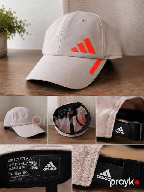 Adidas beyzbol papağı - Rəng: açıq bej, ön hissədə parlaq narıncı — Masazır