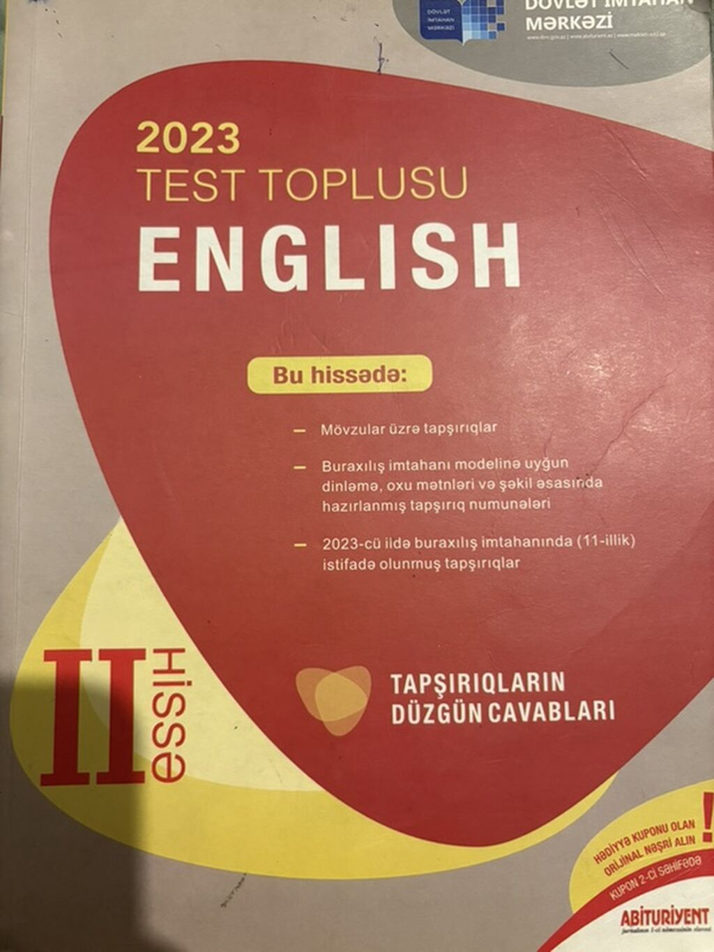 İngilis dili Testlər 11-ci sinif, DİM, 2-ci hissə, 2023 il
