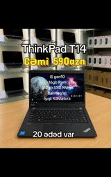 Thinkpad T14 20 ədəd var i5 gen 10 16gb ram 512gb SSD NVme Barmaq — Lenovo
