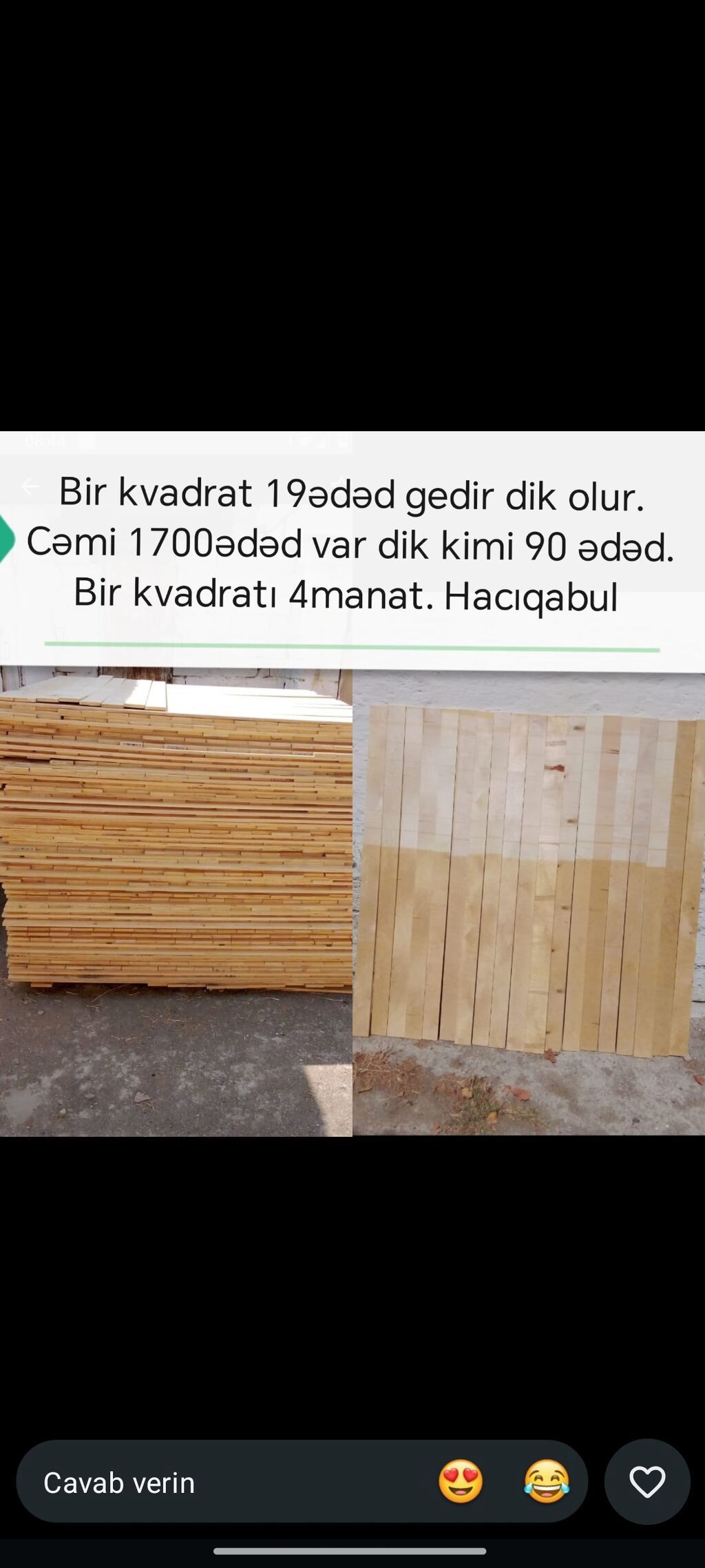 Taxta lamellər/sıyırmalar satılır. - Ümumi say: 1700 ədəd - 1 kvadrat — Mallar, Şirvan