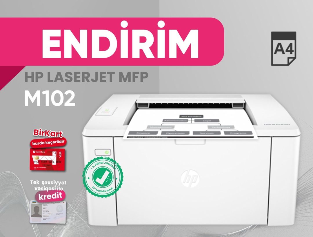 Printer HP LaserJet Pro M102a (G3Q34A) — Elektronika, Bakı
