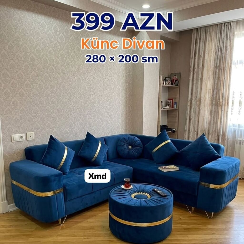 Künc divanlar – müxtəlif ölçü və dizaynlarda - Model 1: 260 × 160 sm — Mebel, Xırdalan (7)