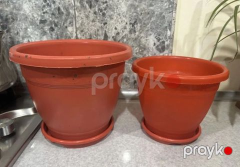 Plastik güldanlar (2 ədəd) - kərpic-qırmızı — Bakı