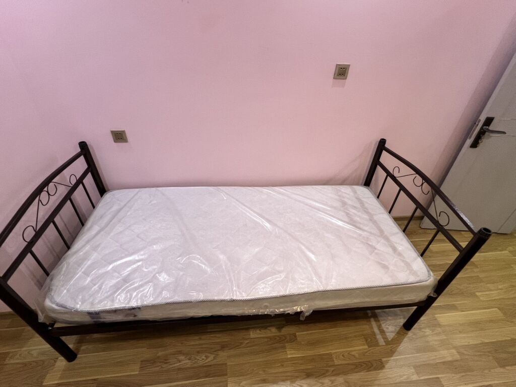 Metal çərçivəli tək nəfərlik çarpayı + döşək dəsti 90×200 sm - 1