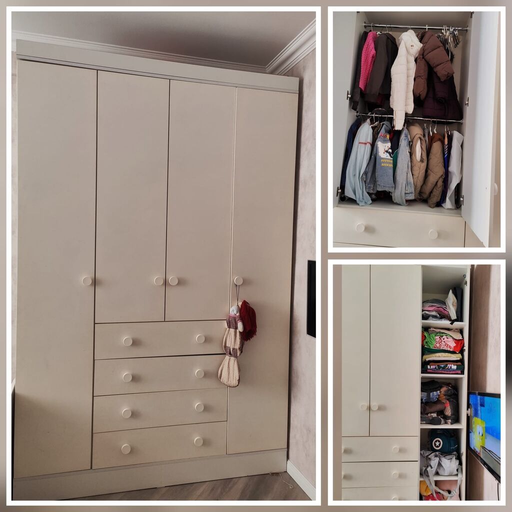 Oğlan və qız üçün, İşlənmiş, 4 qapılı, Düz dolab — Mebel, Bakı