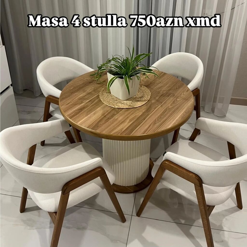 Mətbəx üçün, Yeni, Açılmayan, Yumru masa, 4 stul — Mebel, Digah
