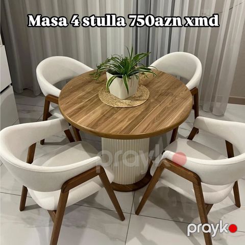 Mətbəx üçün, Yeni, Açılmayan, Yumru masa, 4 stul