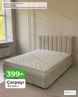 Məhsul: Çarpayı Ölçü: 160×200 sm Xüsusiyyətlər: - Yumşaq başlıqla — Mebel