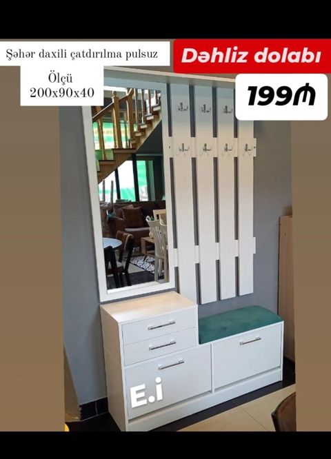 Dəhliz dolabı – ölçü: 200x90x40 - Şəhər daxili çatdırılma pulsuz - — Dolab Taxt Çarpayı Mebel Fabriki ✨Əfsanə.x — Шкафы